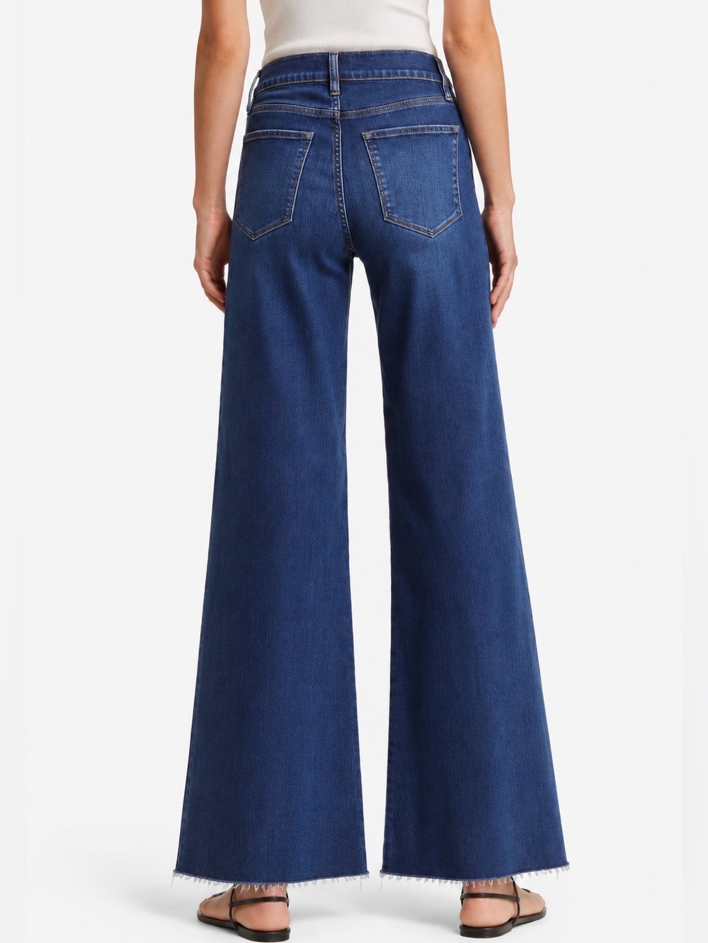 Fram Le Slim Palazzo Jeans Lupine Wide Leg Raw Hem Denim Size 30 - Picture 2 of 13